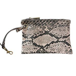 Free People Snakeskin Reptile Print Small Zip Pouch Purse Insert 4.5" x 7"